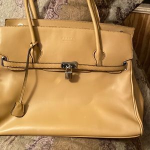 Prada bag imitation many pockets two handles and lock and key